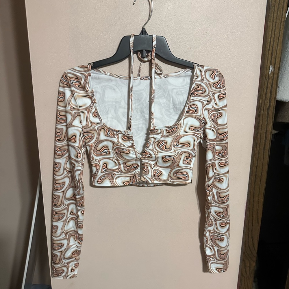 Groovy hippie long sleeve top size medium crop top